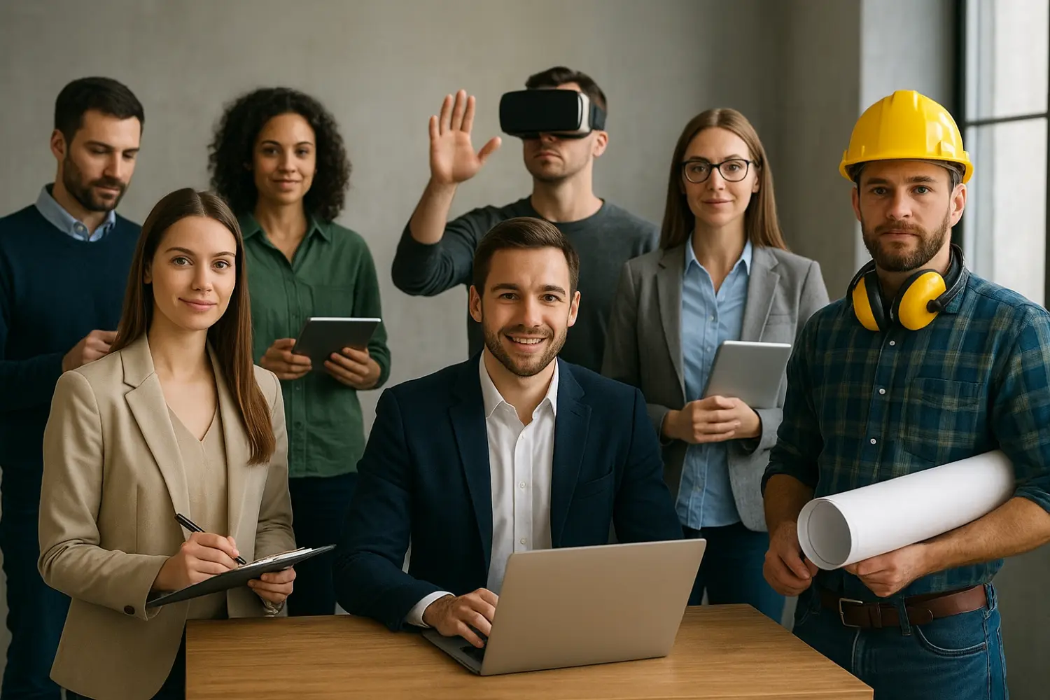 Personas de distintas profesiones en una oficina